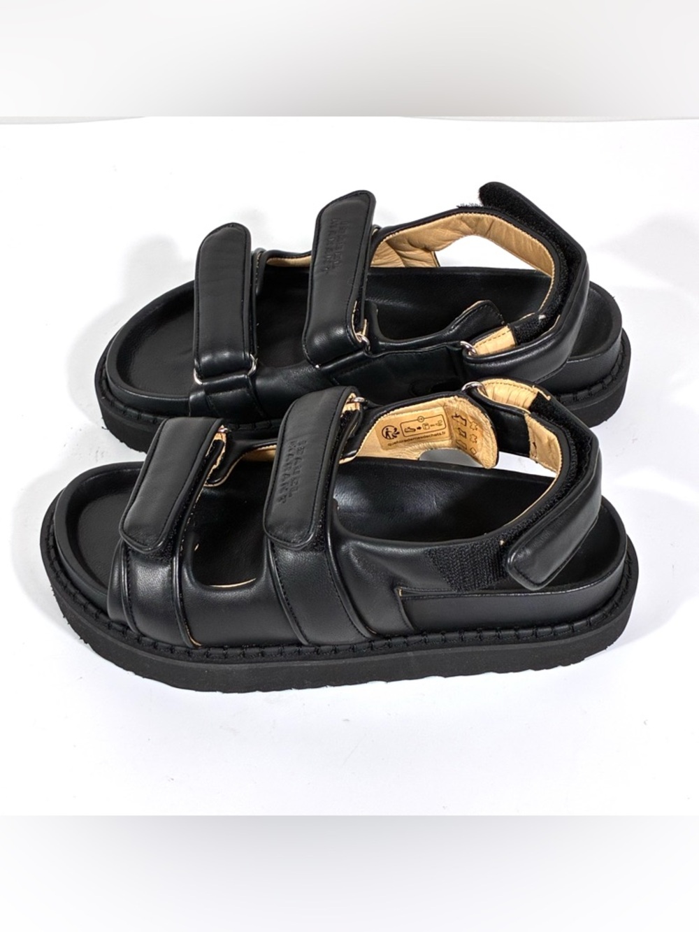 Isabel Marant Madee Platform Leather Sandals Black 37 NEW Flat - Picture 5 of 17